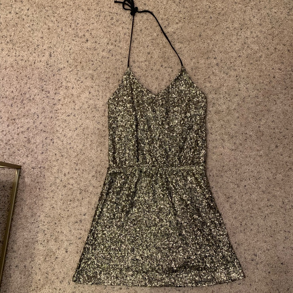 Francesca’s Quinn Sequined Halter Dress